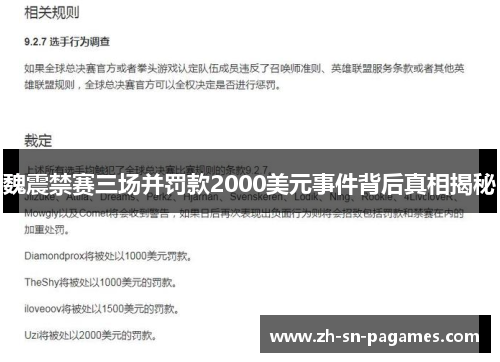 魏震禁赛三场并罚款2000美元事件背后真相揭秘